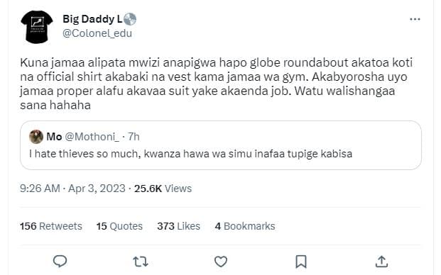 Big daddy lc colonel_edu kuna jamaa alipata mwizi anapigwa hapo globe roundabout