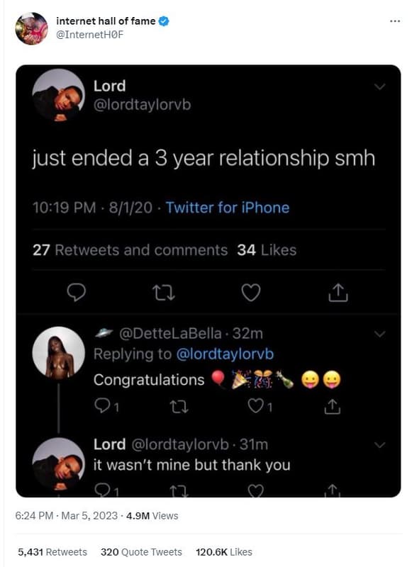 Internet hall of fame internethof lord lordtaylorvb just ended a 3 year relation