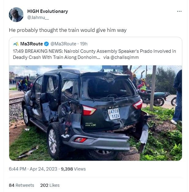 High evolutionary jahmu he probably thought the train would give him way ma3rout