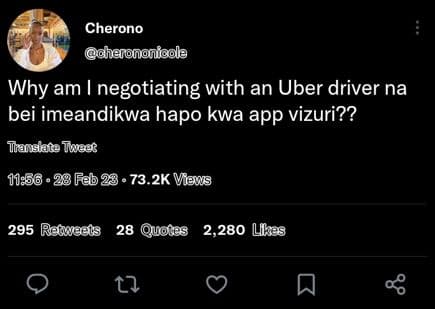 Cherono gharononigola why am negotiating with an uber driver na bei imeandikwa h