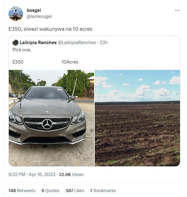 Kosgei iamkosgei e350, siwezi wakunywa na 10 acres laikipia ranches laikipiaranc