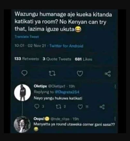 Wazungu humanage aje kueka kitanda katikati ya room? no kenyan can try that, laz