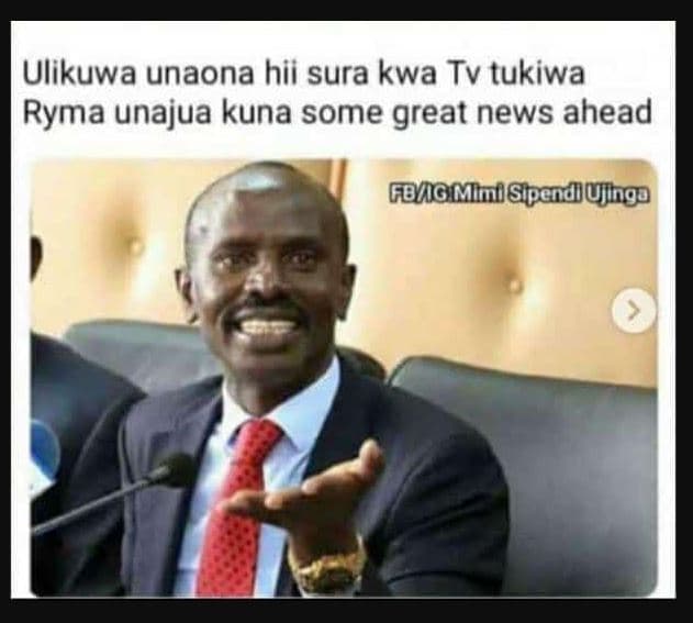 Ulikuwa unaona hii sura kwa tv tukiwa ryma unajua kuna some great news ahead gom