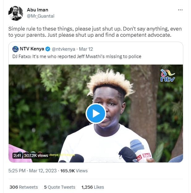 Abu iman mr_guantai simple rule to these things please just shut up. don't say a