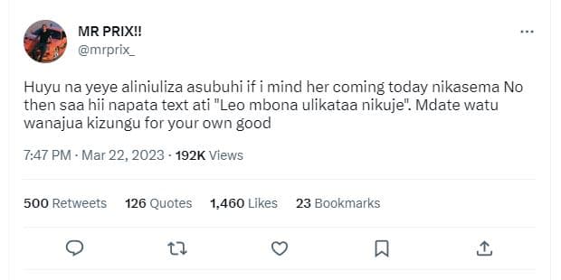 Mr prixi! mrprix_ huyu na yeye aliniuliza asubuhi if i mind her coming today nik