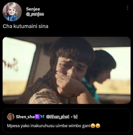 Senjee ssenjee cha kutumaini sina shen she shanshal 1 mpesa yako inakuruhusu uim