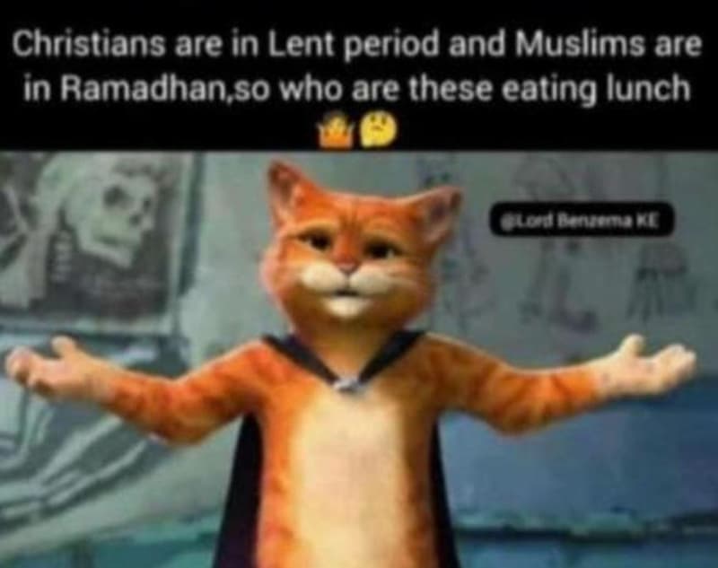 Christians are in lent period and muslims are in ramadhan so who are these eatin