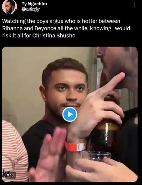 Ty ngachira aniofy watching the boys argue who is hotter between rihanna and bey