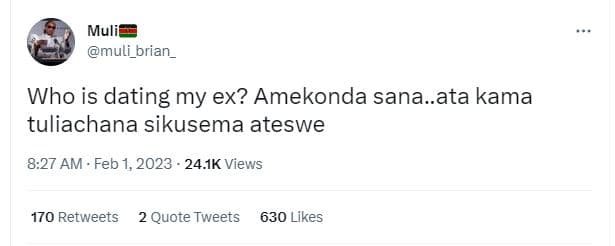 Muli muli_brian _ who is dating my ex? amekonda sana.ata kama tuliachana sikusem