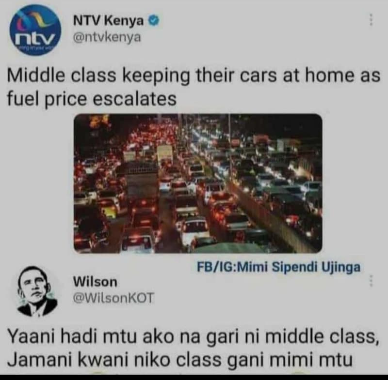 Ntv kenya nlv ntvkenya middle class keeping their cars at home as fuel price esc