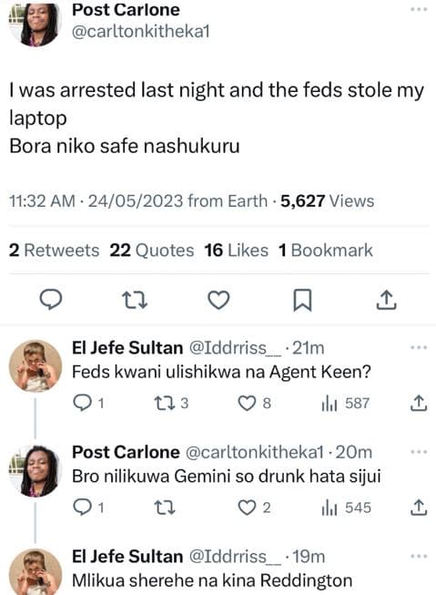 Post carlone carltonkithekal was arrested last night and the feds stole my lapto