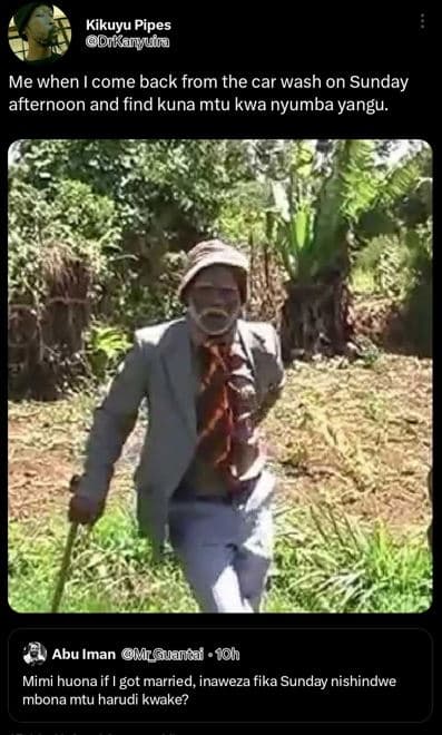 Kikuyu pipes pikanuia me when come back from the car wash on sunday afternoon an