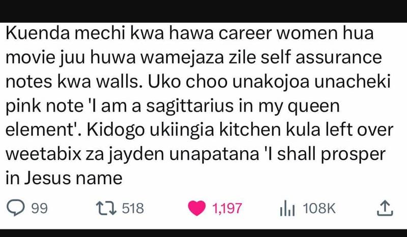 Kuenda mechi kwa hawa career women hua movie juu huwa wamejaza zile self assuran