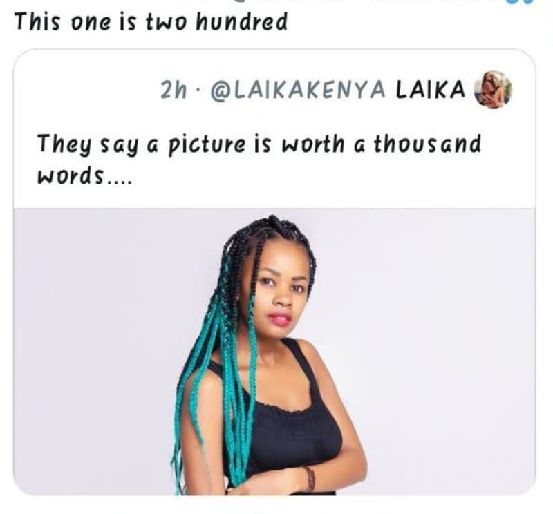 This one is two hundred 2h laikakenya laika they sgy g picture is worth g thousa