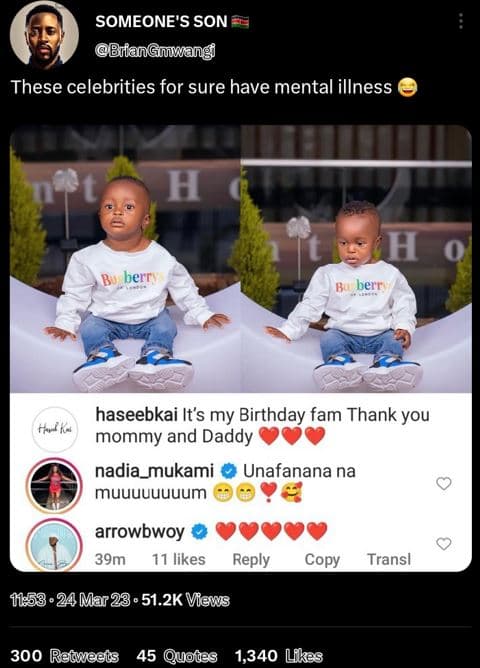 Someone's son bifangimwang these celebrities for sure have mental illness n 1 h