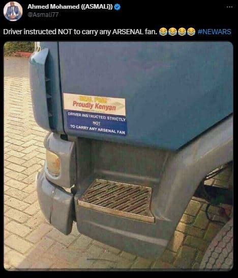 Ahmed mohamed asmali asmali77 driver instructed not to carry any arsenal fan. ne