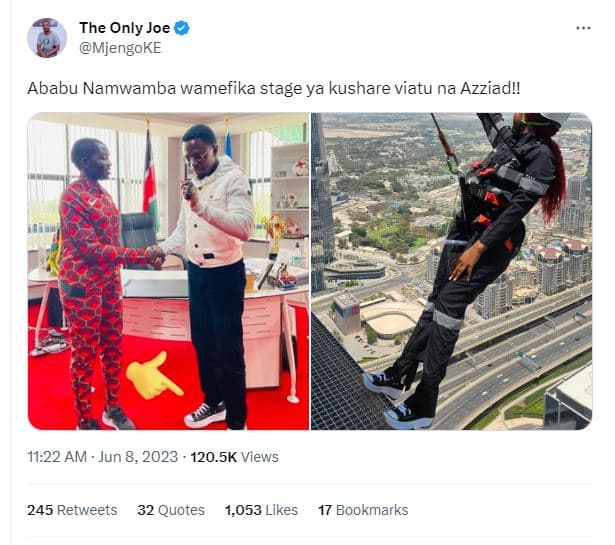 The only joe mjengoke ababu namwamba wamefika stage ya kushare viatu na azziadl!