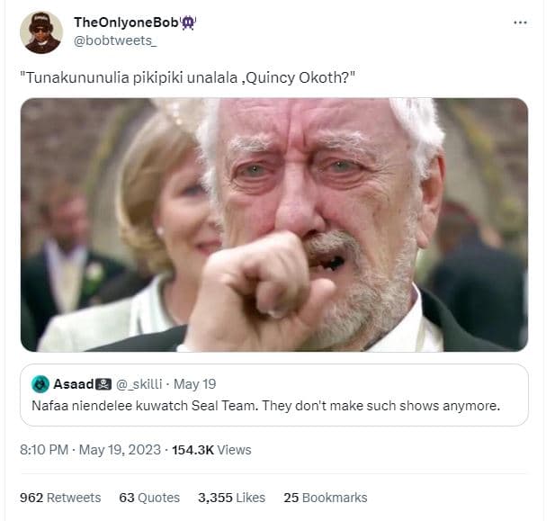 Theonlyonebobl' bobtweets 'tunakununulia pikipiki unalala , quincy okoth? asaadg