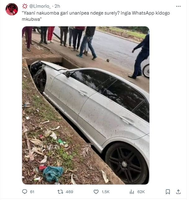 Limorio 2h yaani nakuomba gari unanipea ndege surely? ingia whatsapp kidogo mkub