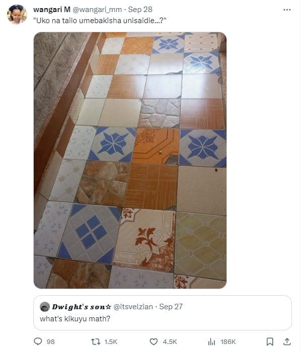 Wangari m wangari_mm sep 28 uko na tailo umebakisha unisaidie ? dwight's sonx it