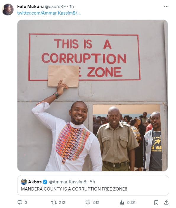 Fafa mukuru osoroke twitter.comammar_kassim8 . this is 0 corruption zone akbas a