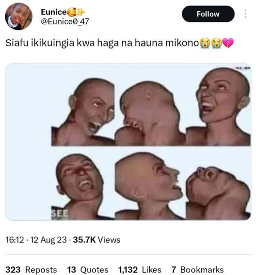 Eunice eunice0 47 follow siafu ikikuingia kwa haga na hauna mikono 0 16.12 . 12