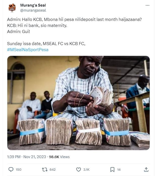 Murang'a seal murangaseal admin hallo kcb, mbona hii pesa nilideposit last month