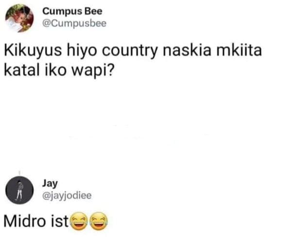 Cumpus bee cumpusbee kikuyus hiyo country naskia mkiita katal iko wapi? jay jayj