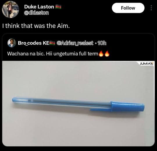 Duke laston dklaston follow think that was the aim. brocodes ke adrfaniealest 1o