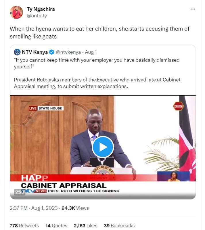 Ty ngachira anto_ty when the hyena wants to eat her children she starts accusing