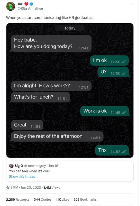 Riri rita_arinaitwe when you start communicating like hr graduates today hey bab