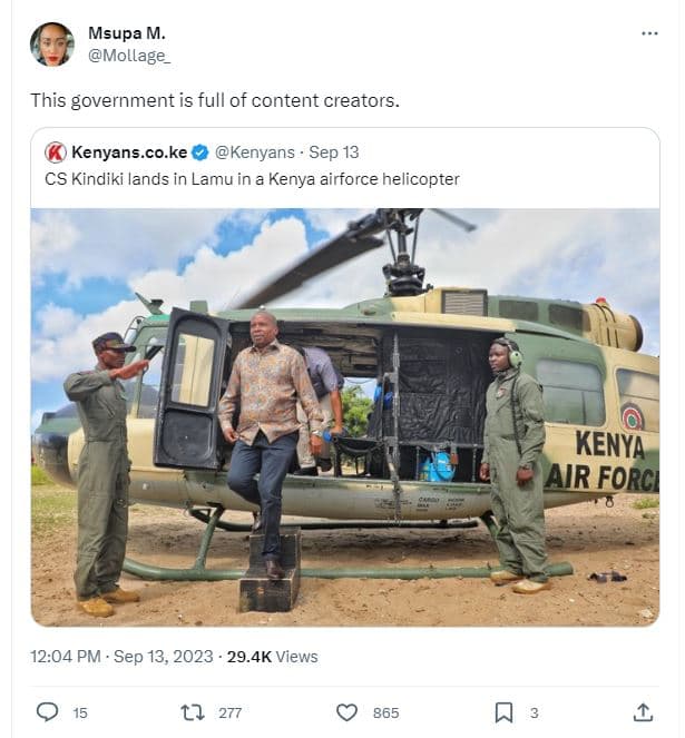 Msupa m mollage this government is full of content creators. kenyans.co.ke kenya