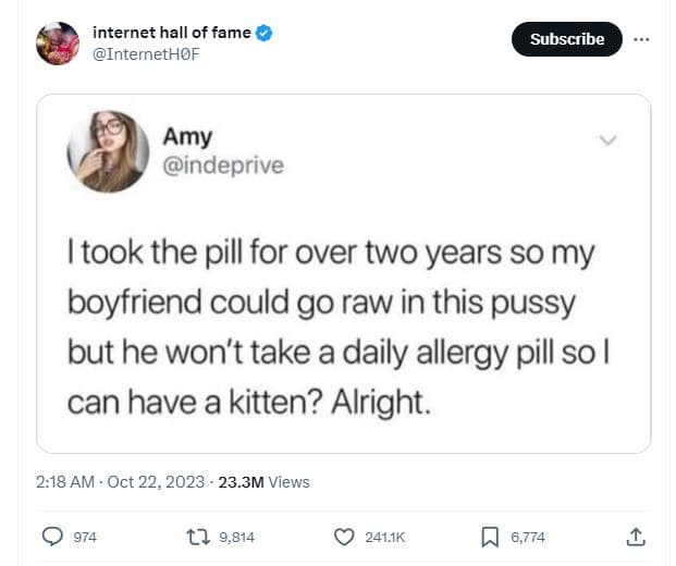Internet hall of fame internethof subscribe amy indeprive took the pill for over