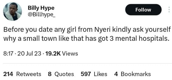 Billy hype billhype follow before you date any girl from nyeri kindly ask yourse
