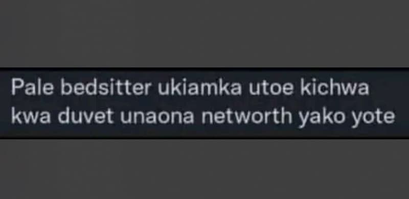 Pale bedsitter ukiamka utoe kichwa kwa duvet unaona networth yako yote