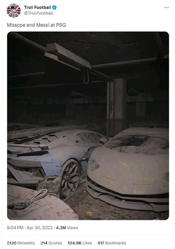 Troll football trollfootball mbappe and messi at psg 8.04 pm . apr 30, 4.3m view