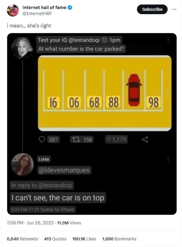 Internet hall of fame internethof subscribe mean she's right test your iq testan