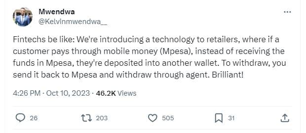 Mwendwa kelvinmwendwa fintechs be like we're introducing a technology to retaile