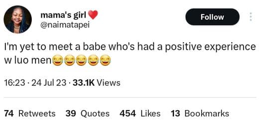 Mama's girl naimatapei follow i'm yet to meet a babe who's had a positive experi