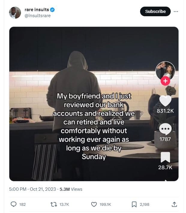 Rare insults insultsrare subscribe my boyfriend andl just reviewed ourbank accou