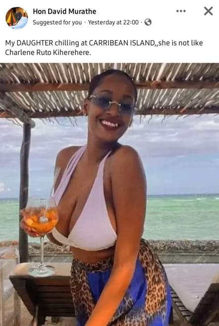 Hon david murathe suggested for you yesterday at 2200 my daughter chilling at ca