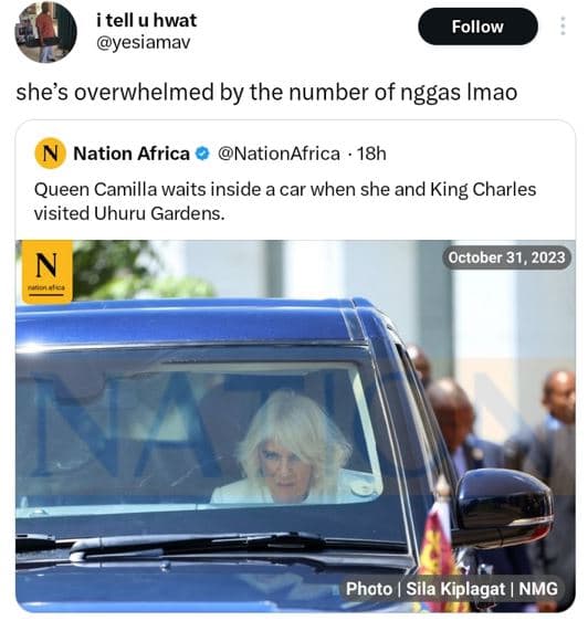 Itell u hwat yesiamav follow shes overwhelmed by the number of nggas imao nation