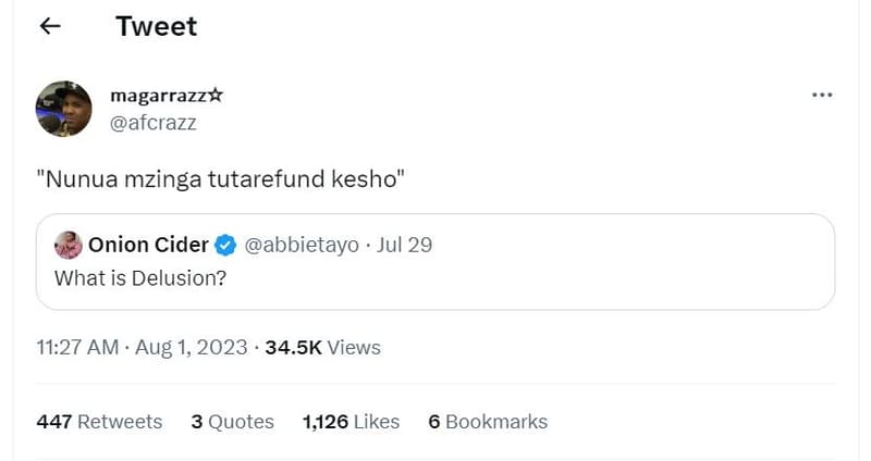 Tweet magarrazzx afcrazz nunua mzinga tutarefund kesho onion cider abbietayo jul