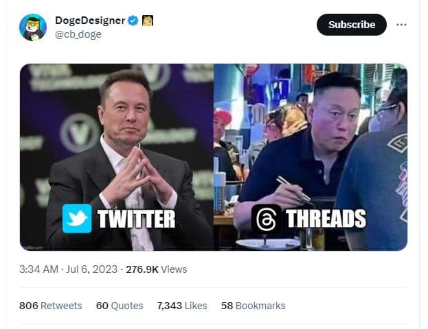 Dogedesigner cb_doge subscribe twitter threads 3.34 am jul 6, 276.9k views 806 r