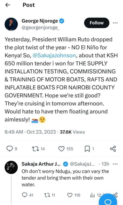 Post george njoroge georgenjoroge follow yesterday president william ruto droppe