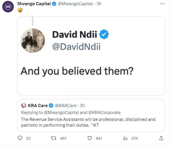 Mwango capital mwangocapital 3h david ndii davidndii and you believed them? kra
