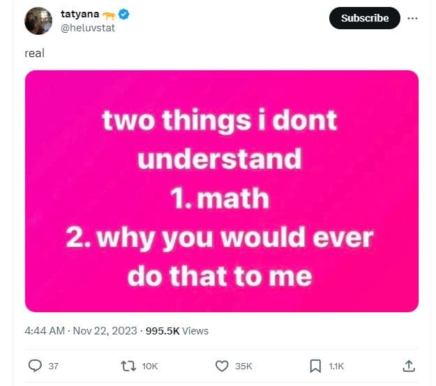 Tatyana heluvstat subscribe real two things i dont understand 1.math 2.why you w