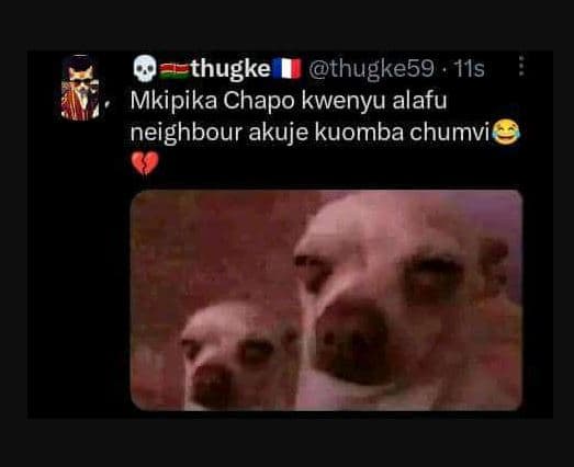 Thugke thugke59 mls mkipika chapo kwenyu alafu neighbour akuje kuomba chumvi