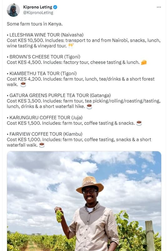 Kiprono leting kipronoleting some farm tours in kenya leleshwa wine tour naivash