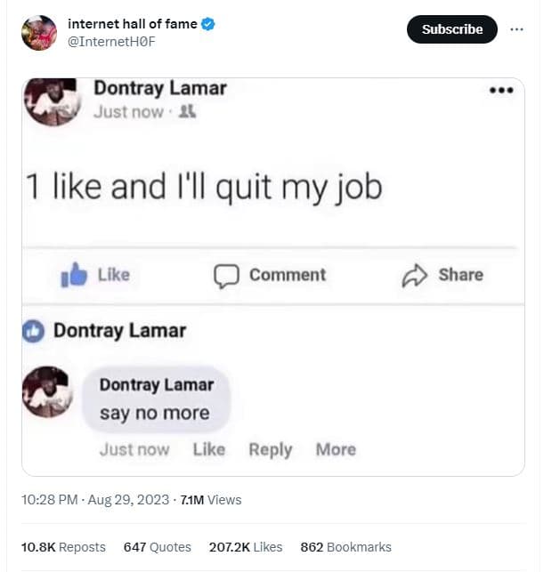 Internet hall of fame internethof subscribe dontray lamar just now 1l like and '